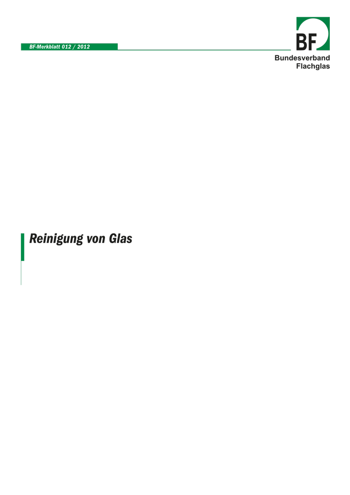 BF-Merkblatt Reinigung von Glas